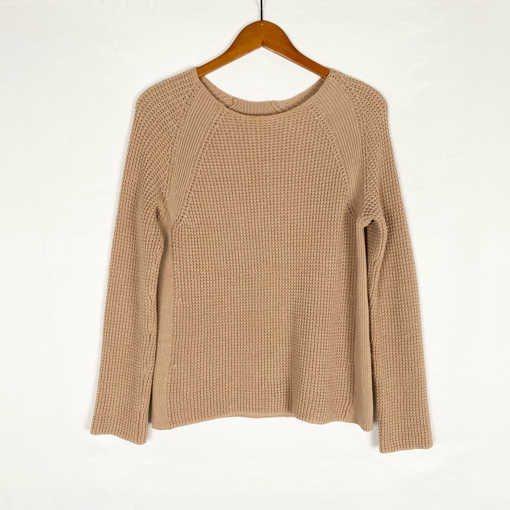 Vince Cotton Knit Sweater Long Sleeve Size‎ XS Tan Heavyweight Pullover